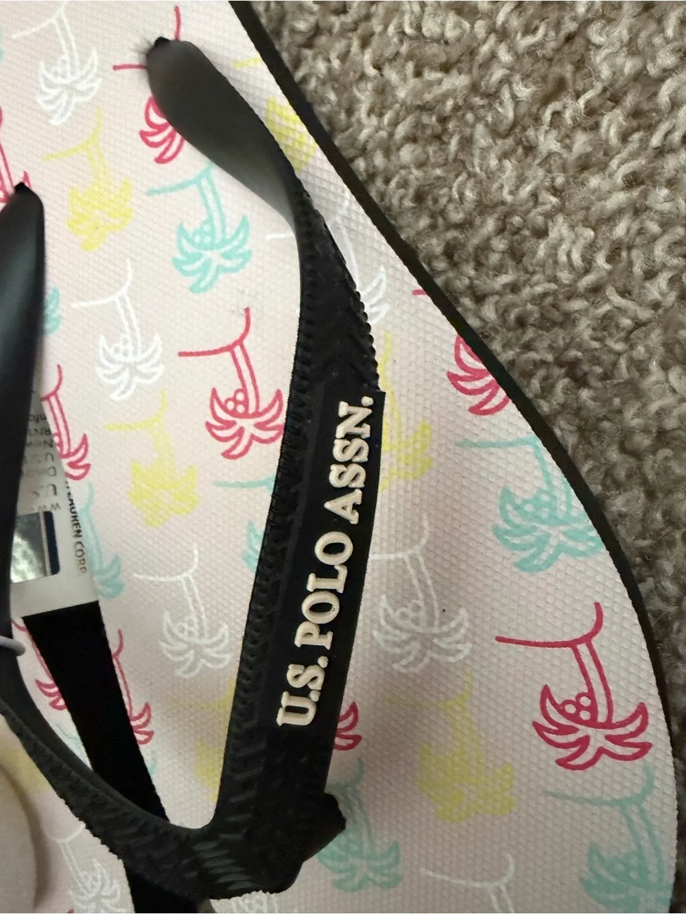 U.S. Polo Assn. Kids' Pink Multi Palm-Print Flip Flops